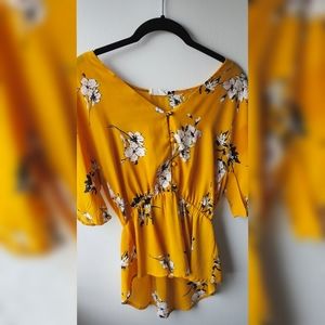 Yellow floral blouse